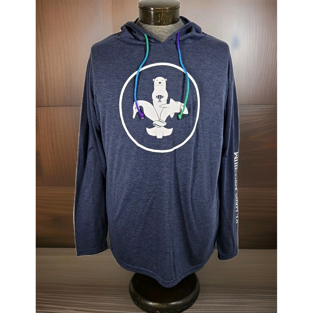 St Louis‎ Aquarium Hoodie Adult 2XL Blue Long Sleeve Lightweight Cotton Blend